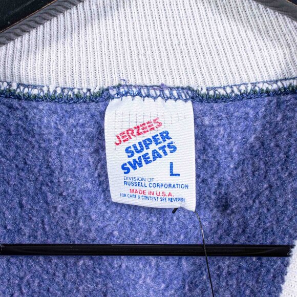 Jerzees Russell Ringer Crewneck Sweatshirt Spell Out Large VTG 90s Streetwear - Picture 6 of 7